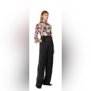 Balenciaga PIPED HOUNDSTOOTH-JACQUARD WIDE-LEG TROUSERS IN BLACK, Size M, NWT